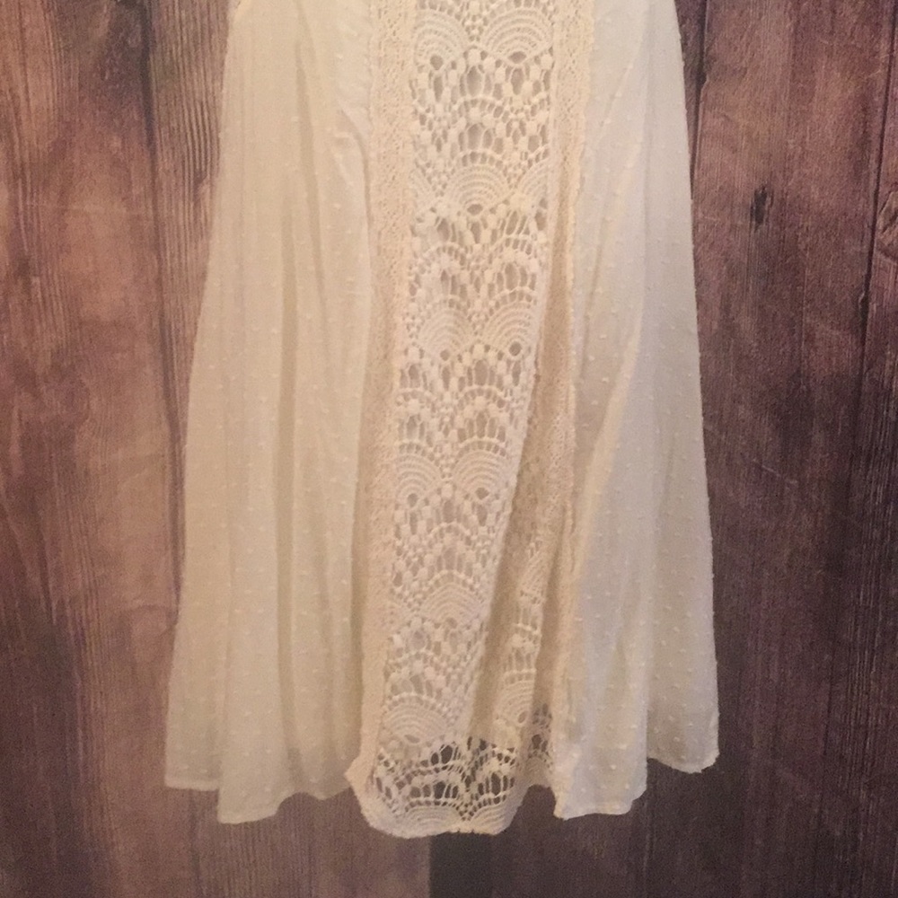 NWT Entro Cream Crochet & Swiss Dot Dress Size L - Picture 2 of 7